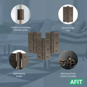 AFIT Dark Bronze Door Hinges - 3 Inch / 76mm  Internal Fire Door Hinges - 1.5 Pairs