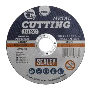 Sealey General Purpose Flat Cutting Disc 125mm x 1.2mm 22mm Bore PTC/125CET