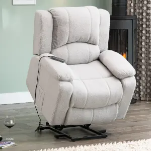 Ellington Electric Lift Assist Recliner with Massage and Heat - Light Grey