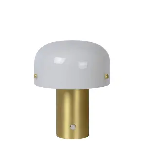 Lucide Timon Cottage Table Lamp - 1xE14 - 3 StepDim - Matt Gold, Brass