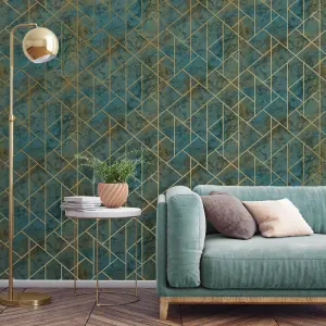 GDUK Geometric Marble Samish Textured Wallpaper, Teal