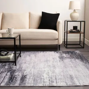 Rug Abstract Area Carpet Modern Rugs Geometric, Grey - 80 x 150cm