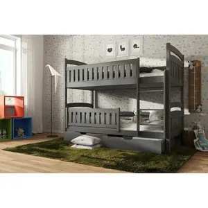 Marguerite Single Bunk Bed with Drawers Graphite