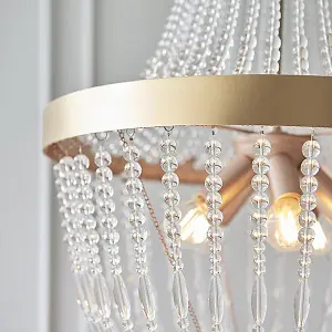 Luminosa Celine 5 Light Pendant Light Rose Gold Paint & Clear Glass, E14