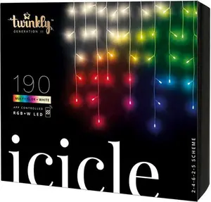 Twinkly Icicle App-Controlled Multicolor + White LED Lights Transparent Wire - 190 Leds