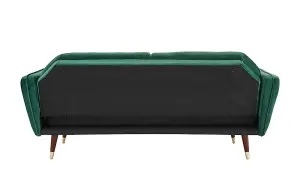 Whitby Velvet Fabric Sofa Bed 3 Seater Padded Suite Click Clack Luxury Recliner Sofabed, Dark Green