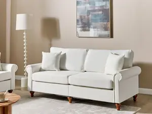 3 Seater Fabric Sofa White GINNERUP