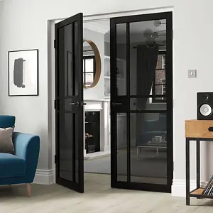 Urban Industrial City Black Tinted Glass Internal Door