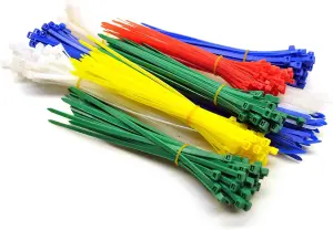 Zip Cable Tie Set 500Pc Assorted Colours Sizes Plastic Nylon