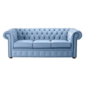 Chesterfield 3 Seater Shelly Haze Leather Sofa Bespoke In Classic Style