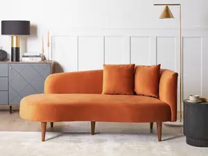 Right Hand Velvet Chaise Lounge Orange CHAUMONT