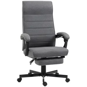 Vinsetto High-Back Home Office Chair with Adjustable Height and Footrest, Grey