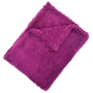 EHC Teddy Fleece Super Soft Warm Fluffy Throw Thermal Sofa Blanket 130 x 170cm - Purple