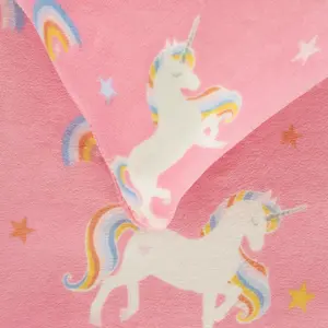 Unicorn Bedding Duvet Cover Set Plush Fleece Warm Quilt, Pink - Junior