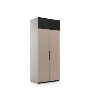 Elegant Ufficio Hinged Door Wardrobe H2400mm W1000mm D600mm with Drawers, Hanging Rail, and Closed Compartments