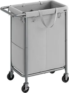 SONGMICS Laundry Sorter Cart, 2-Section Clothes Hamper, Large Space, Liner Removal, Substantial Storage, Dove Grey