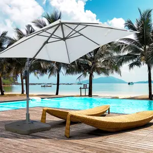 Outsunny Cantilever Patio Parasol Base Water or Sand Filled W/ Wheels Crossbar