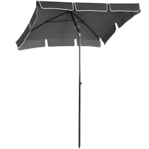 Outsunny Aluminium Sun Umbrella Parasol Patio Rectangular Tilt 2M x 1.3M Grey