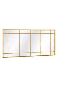 MirrorOutlet The Tabula Gold Metal Framed Window Wall or Leaner Garden Mirror 160CM X 80CM