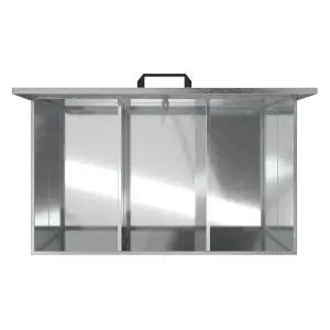 64L 3 Compartment Large Galvanized Metal Outdoor Animal Feed Storage Bin with Lid Lockable