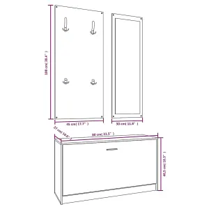 Berkfield 3-in-1 Shoe Cabinet Set Concrete Grey Engineered Wood