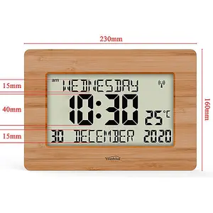 Youshiko UK Radio Controlled Wall Clock with Large LCD, Silent Operation, Display for Dementia & Alzheimer.