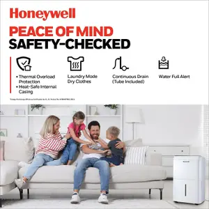 Honeywell 20L Dehumidifier Laundry Drying Mode 24Hr Timer Washable Dust Filter 3.4L Tank