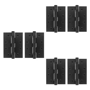 AFIT Matt Black Door Hinges - 4 Inch / 102mm  Internal Fire Door Hinges - 4 Pairs