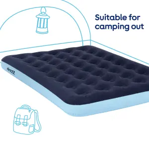 airzzZ Inflatable Double Flocked Air Bed for Camping, Outdoor & Indoor Mattress