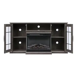 Electric Fire Suite,3 Sided Fireplace Heater with Fire Surround Set,Fireplace TV Stand Cabinet with Storage Shelf