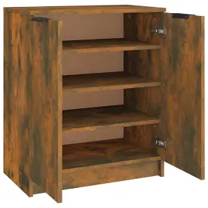 Berkfield Shoe Cabinet Smoked Oak 59x35x70 cm Engineered Wood