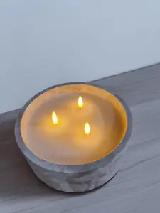 Led Cement Circular Candlepot 20x8cm