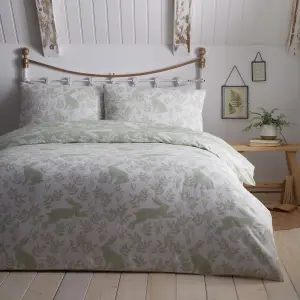 Spring Rabbits Green Reversible Duvet Cover Set