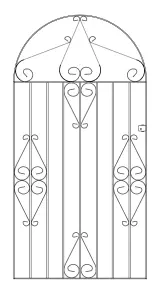 CLEVE Metal Scroll Tall Bow Top Garden Gate 1067mm GAP x 1905mm High CBZP44