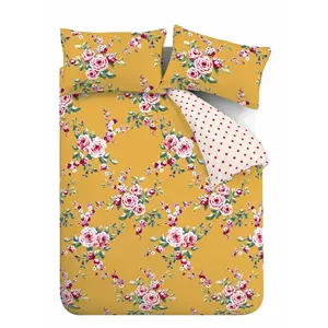 Canterbury Floral Reversible Double Duvet Cover Set with Pillowcases with Pillowcases Duck Egg / King Duvet Cover + 2 Standard Pillowcases