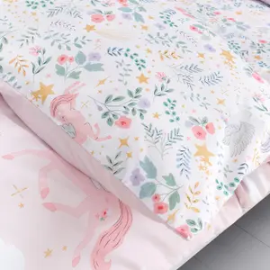 Catherine Lansfield Bedding Fairytale Unicorn Duvet Cover Set Pink