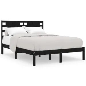 Berkfield Bed Frame Black Solid Wood Pine 200x200 cm