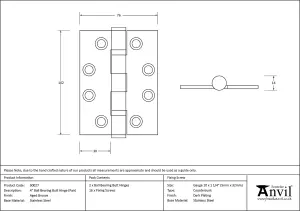 From The Anvil Aged Bronze 4 Inch Ball Bearing Butt Hinge (pair) ss