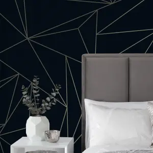 Next Scatter geo Navy Metallic effect Smooth Wallpaper