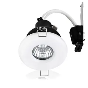 ValueLights Downlight IP65 White Ceiling Light Fitting 4 Pack With Cool White Bulbs