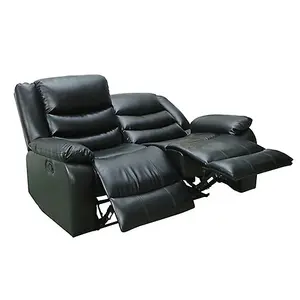 Sorreno Bonded Leather Recliner 2 Seater Sofa In Black