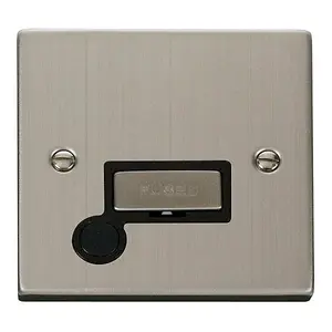 Stainless Steel 13A Fused Ingot Connection Unit With Flex - Black Trim - SE Home