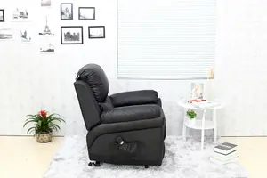 Madison Single Motor Electric Riser Rise Recliner Bonded Leather Armchair Electric Lift Chair (Black)