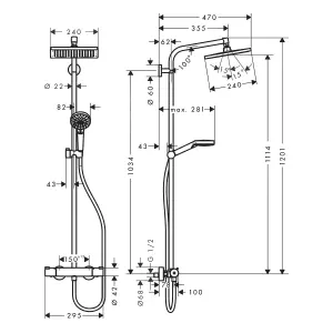 Hansgrohe Crometta E Showerpipe 240 1jet with thermostatic shower mixer