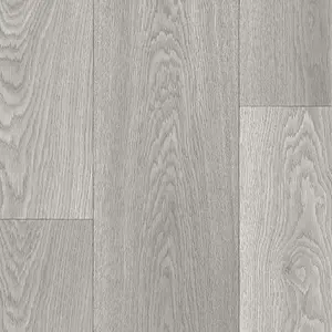 Grey Wood Effect Vinyl Flooring For LivingRoom, Kitchen, 2.7mm Thick Cushion Backed Vinyl Sheet-5m(16'4") X 3m(9'9")-15m²