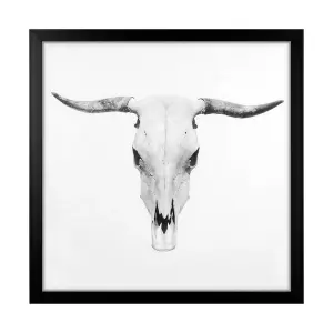 Grindstore Bull Skull Large Framed Canvas Print White (One Size)