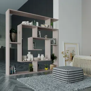 Labirent Bookcase | Modern Maze-Design Freestanding Unit with 5 Shelves Light Moca