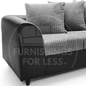 Luxor Jumbo Cord 3 + 2 Black and Grey Fabric Sofa Suite