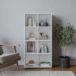 URBNLIVING 120cm Height White 8-Cube Shelving Unit - Tall