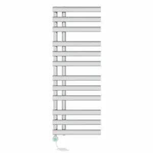 Right Radiators Prefilled Thermostatic Electric Heated Towel Rail Oval Column Ladder Warmer Rads - 1200x450mm Chrome